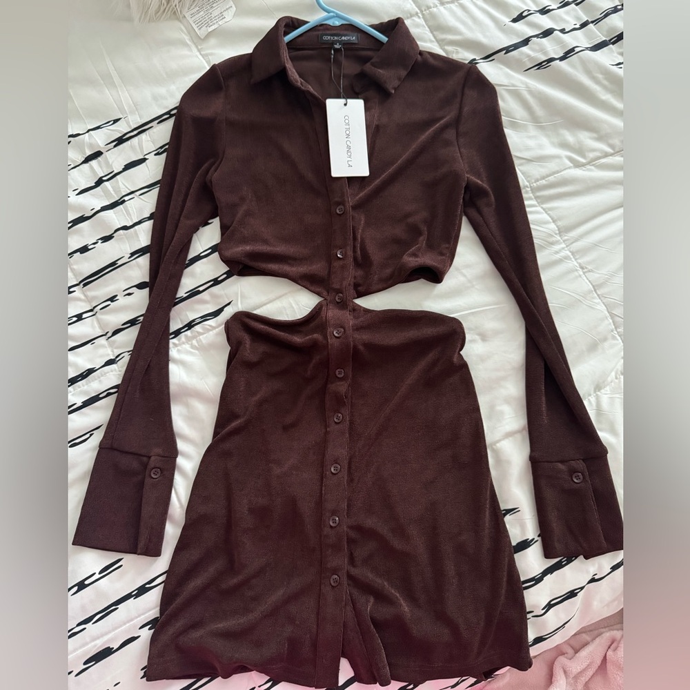 Brown cut out dress
